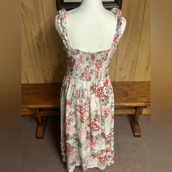 Guess Floral Green and Pink Susanna Midi Dress Size M - Picture 10 of 15